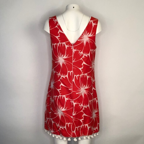 Coral & White Floral Print Pom Pom Dress - Picture 2 of 2